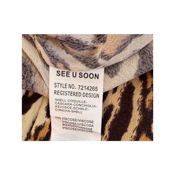 NEW SEE U SOON Leopard Print Button Down Long Sleeve Shirt Size XS - Picture 5 of 6